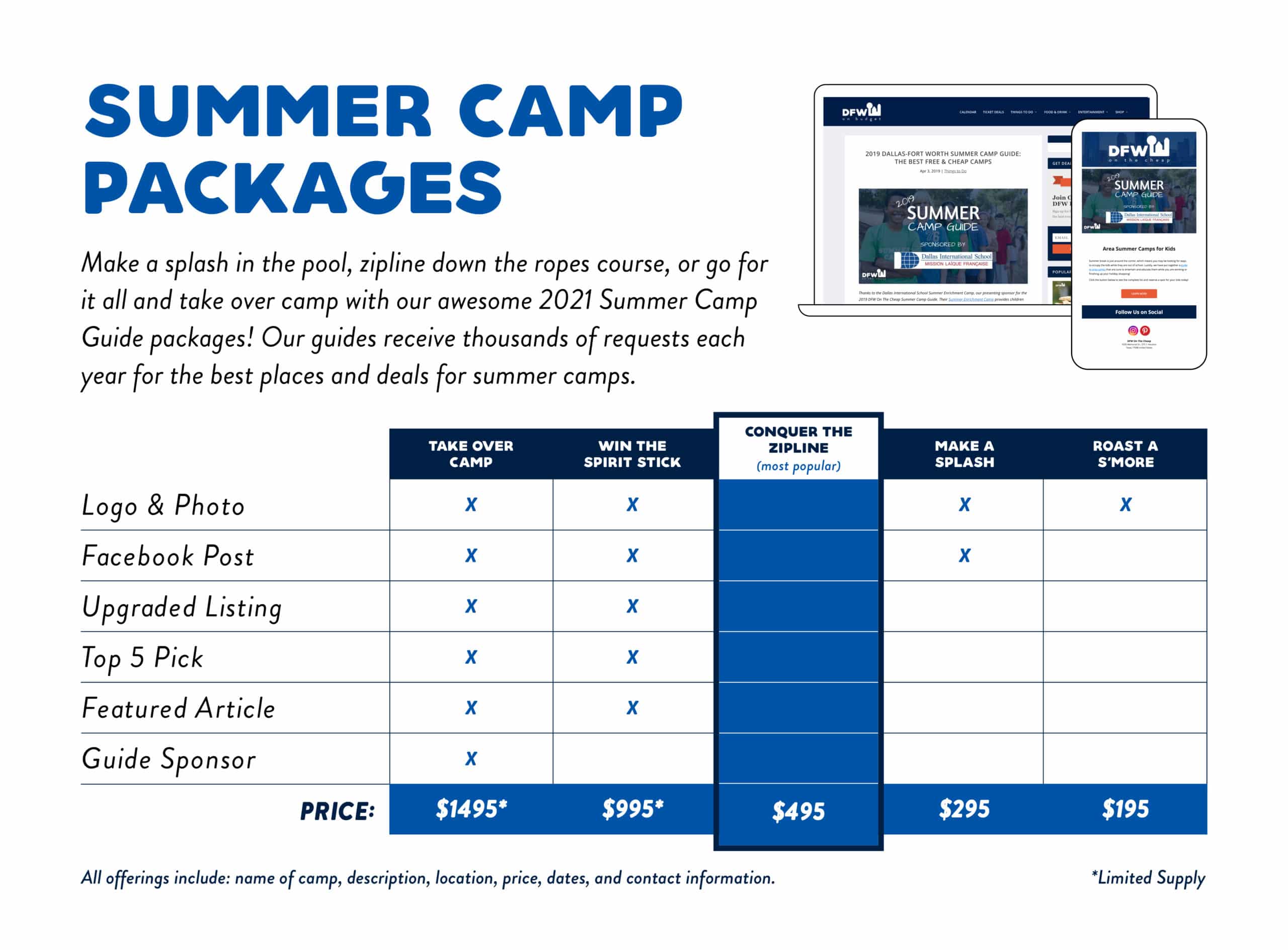 Summer Camp Packages 2021