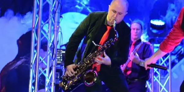 Saxophonist Alex Styers at Reunion Tower